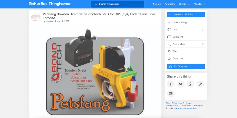 Petsfang DIY direct drive upgrade from Thingiverse
